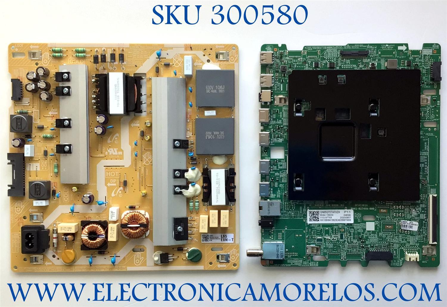 KIT DE TARJETAS PARA TV SAMSUNG QLED 4K·UHD·HDR SMART TV / NUMERO DE PARTE MAIN BN94-15823E / BN41-16593C / BN97-16593C / FUENTE BN44-01063A / L65E8N_THS / BN4401063A / PANEL CY-RT065FGHV4H / DISPLAY ST6551D03-1 / MODELO QN65Q70 / QN65Q70TAFXZA CH03
